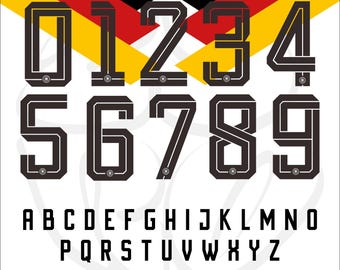 Germany Football Jersey Font: World Cup 2026 Numbers, Letters (Digital Download)