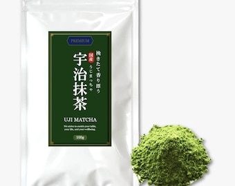 Premium Ceremonial Grade Uji Matcha Tea Powder 100g - Organic Japanese Green Tea from Kyoto - Fresh - Imported from Japan