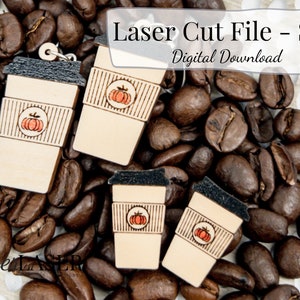 Lasercut Coffee Cup Earrings SVG: Pumpkin Spice Fall Design (Digital Download)