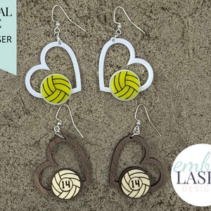Volleyball/Water Polo Heart Earrings Laser Cut File (SVG)