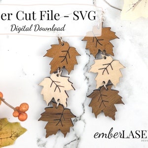 Blatt Ohrringe Lasercut Datei: Fallende Blätter baumeln, SVG (Digital Download)