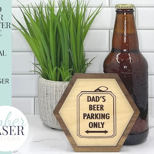 Papa's bier parkeren Coaster Laser SVG-bestand | Lasergesneden bestand | Onderzetter laserbestand | Onderzetter Laser SVG | Vaderdag Lasergesneden bestand | Gloedforge