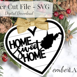 West Virginia State Ornament Laser Cut File: Shiplap Family Ornament SVG (Digital Download)
