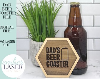 Dad's Beer Coaster Laser SVG File | Funny Coaster Design (Digital Download)