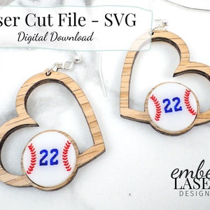 Baseball Mom SVG Lasercut File | Baseball Player SVG | Glowforge Earring Files