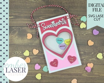 Valentine Candy SVG: Sweetheart Shaker Box, Laser Cut File (Digital Download)