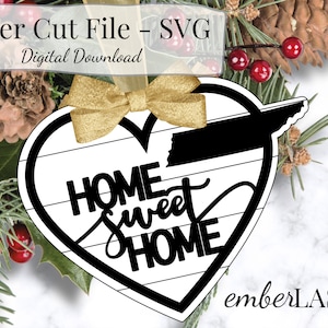 Staat Tennessee Kerstornament Laserbestand | Familieornament SVG | Shiplap-ornament