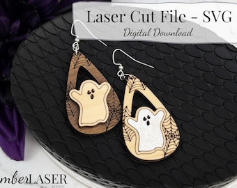 Ghost Earring SVG-bundel: Halloween lasergesneden bestand (digitale download)