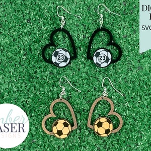 Fußball Herz Ohrringe SVG Laser Cut Datei (Digital Download)