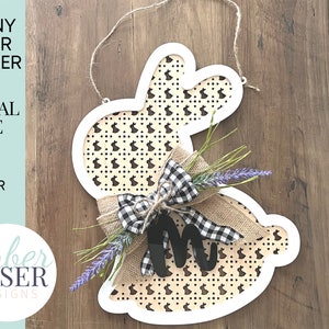 Bunny Rattan Door Hanger SVG | Easter Bunny Door Hanger SVG | Spring Door Hanger SVG | Glowforge Door Hanger File | Laser Cut Door Hanger