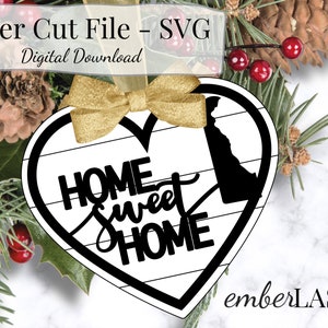 Delaware State Christmas Ornament SVG Laser Cut File (Digital Download)
