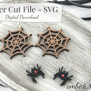 Halloween Spider Web Earrings SVG Laser Cut File (Digital Download)
