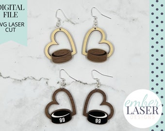 Hockey Heart Laser Cut Earrings: SVG File for Glowforge (Digital Download)