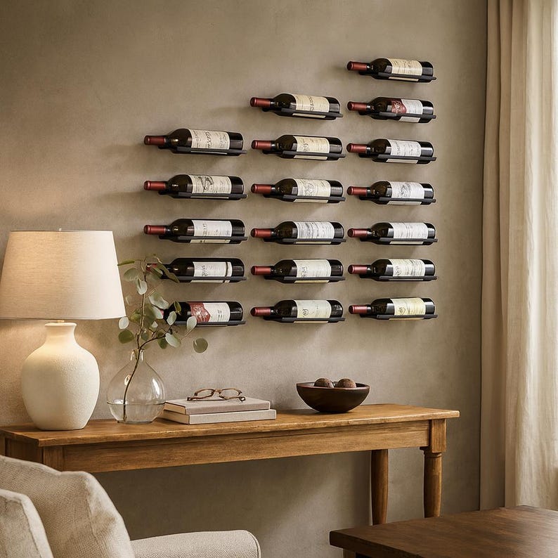 Metal Wall Mounted Wine Rack: Minimalist Set of 6 - Etsy