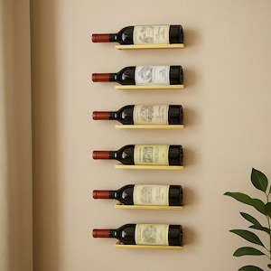 Black Metal Wall Mounted Wine Rack - Set of 6 - Modern Minimalist Decor image 1