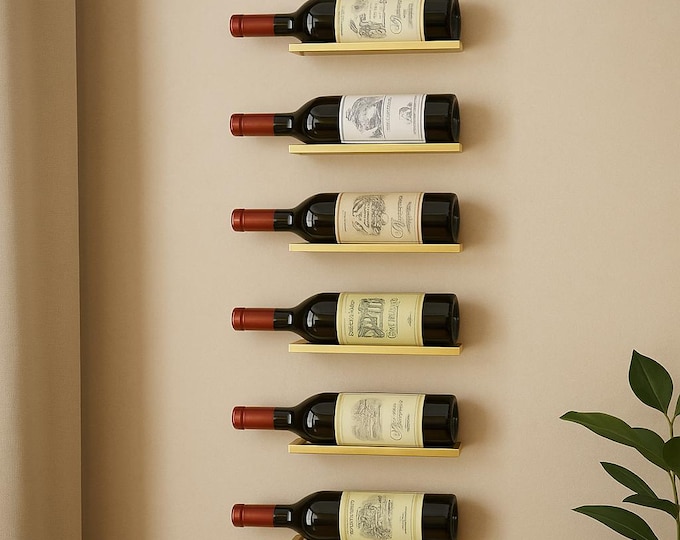 Black Metal Wall Mounted Wine Rack - Set of 6 - Modern Minimalist Decor