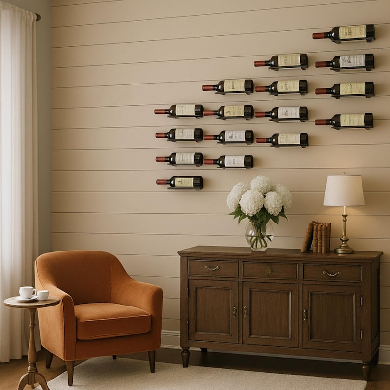 Metal Wall Mounted Wine Rack: Minimalist Set of 6 - Etsy