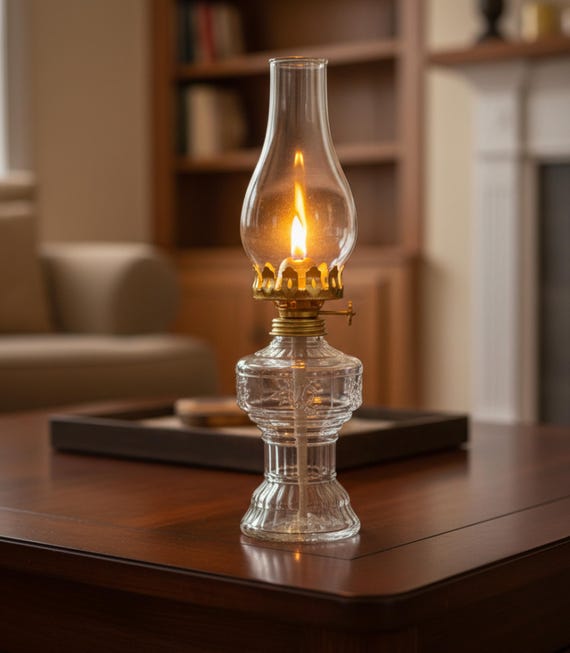 Clear / Red Glass Kerosene Oil Lamp with Fire Control Knob