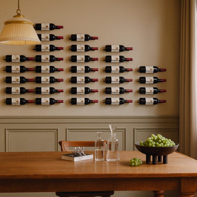 Metal Wall Mounted Wine Rack: Minimalist Set of 6 - Etsy
