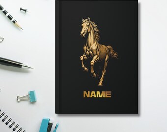 Personalized Chinese Zodiac Horse Notebook | Matte Black Journal
