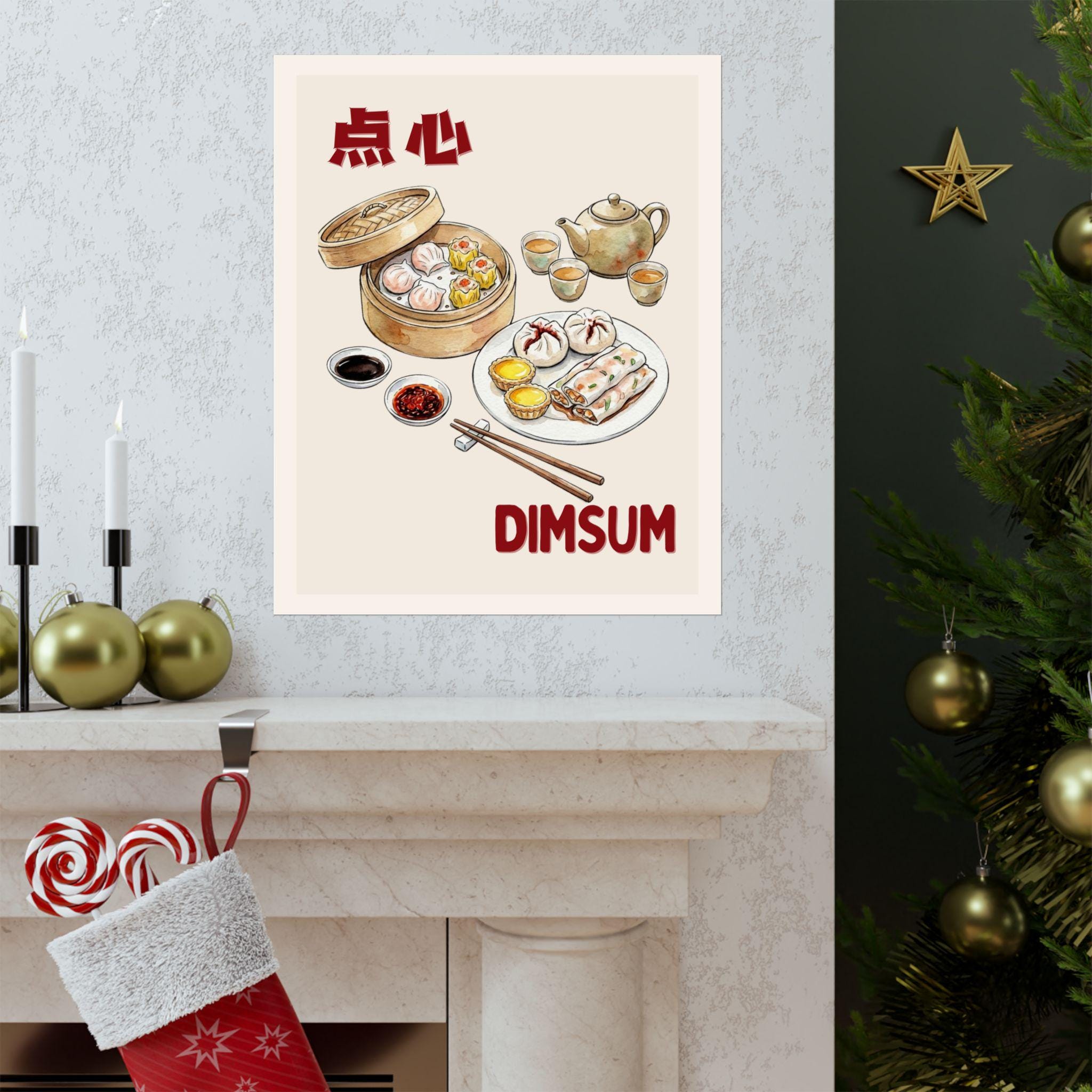 Dim Sum Illustration Matte Poster, Chinese Food Kitchen Wall Art, Asian ...