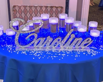 Quinceanera, Sweet 16 candelabra name large-Custom wood name, Nursery, birthday, centerpiece