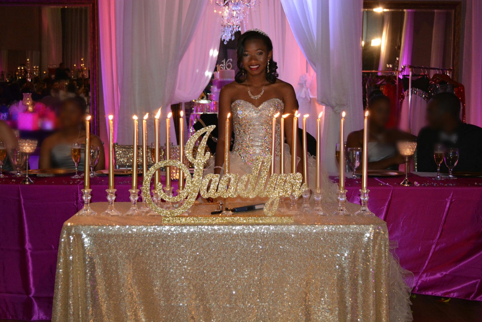 Quinceanera Sweet 16 Candelabra Name Largecustom Wood Name Etsy