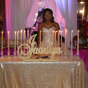 Quinceanera, Sweet 16 candelabra name large-Custom wood name, Nursery, birthday, centerpiece