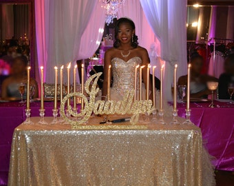 Quinceanera, Sweet 16 candelabra name large-Custom wood name, Nursery, birthday, centerpiece
