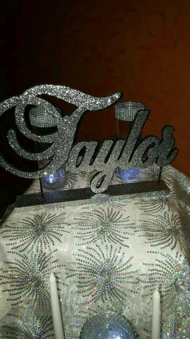 Sweet 16 candelabra name largeCustom wood name Nursery Etsy