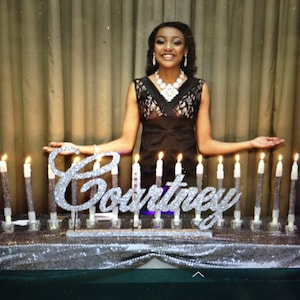 Sweet 16 candelabra name large-Custom wood name, Nursery, birthday, centerpiece