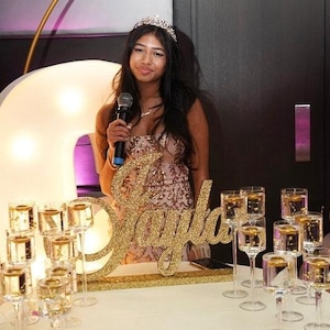 Sweet 16 candelabra name large-Custom wood name, Nursery, birthday, centerpiece