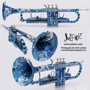 Colorful Trumpet, Custom Painted Trumpet, Painted Trumpet, Music Art, Trumpet Art, Music Decor, Trumpet player, Custom Trumpet by Juleez Art