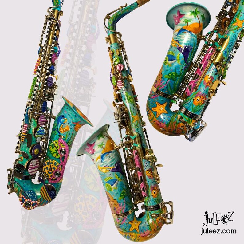 Alto Saxophone, Custom Saxophone, Hand Painted Saxophone, Sax Art, Jazz