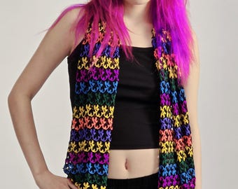 Bold Rainbow Scarf: Poly Knit