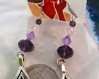 Celtic Knot Earrings | Purple Crystal Dangle Earrings (H)