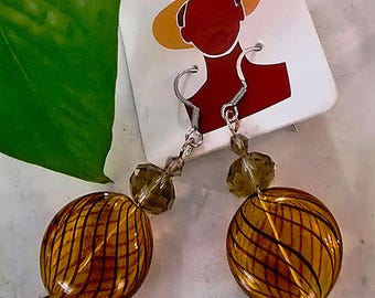 Blown glass dangle earrings (A)