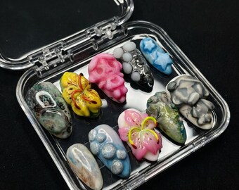 Fantasy Forest Press On Nails | Handmade 3D Fairycore Nails | Enchanted Mushroom & Skull Nail Set | Nature Inspired Gel Nails | Wearable Art