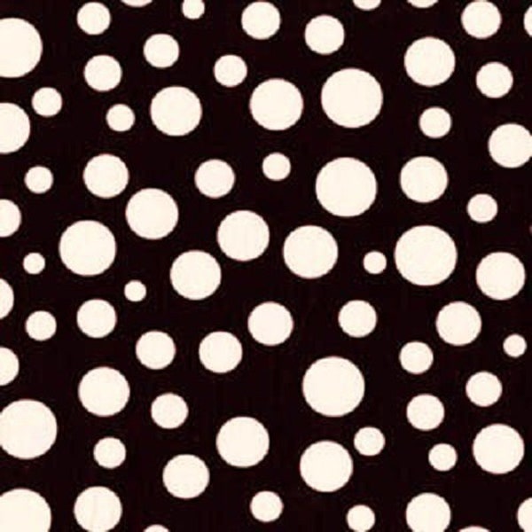 1 Yard LOLLI DOT White Circles on Dark Chocolate Polka Dots Graphic Michael Miller Quilting Sewing Fabric