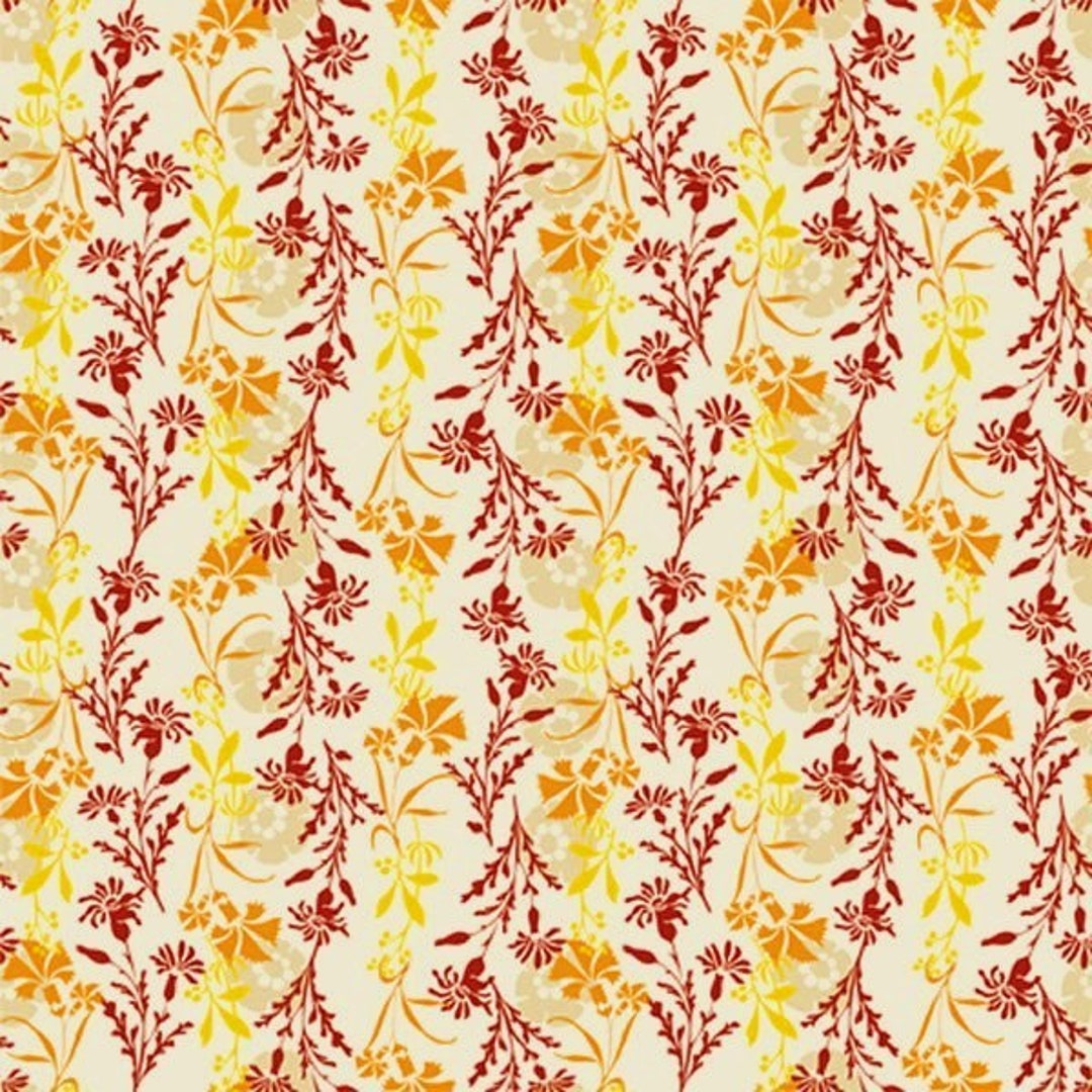 27 X 44 Last Piece FLORAL STRIPE Fresh Aire BJ Lantz Petite Floral Calico Rows Red Orange Yellow