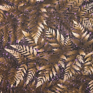 1 Yard CONFETTI FERN FRONDS Plants Batik-Like Wild Weeds Electric Colors Brown Purple Lunn & Mrowka for Kent Avery Quilting Sewing Fabric