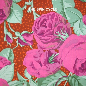 1 Fat Quarter Kaffe Fassett AUGUST ROSE GP018 Magenta Large Floral Spring 2012 Hot Pink Rust Orange Polka Dot Quilt Sew Westminster Fabric