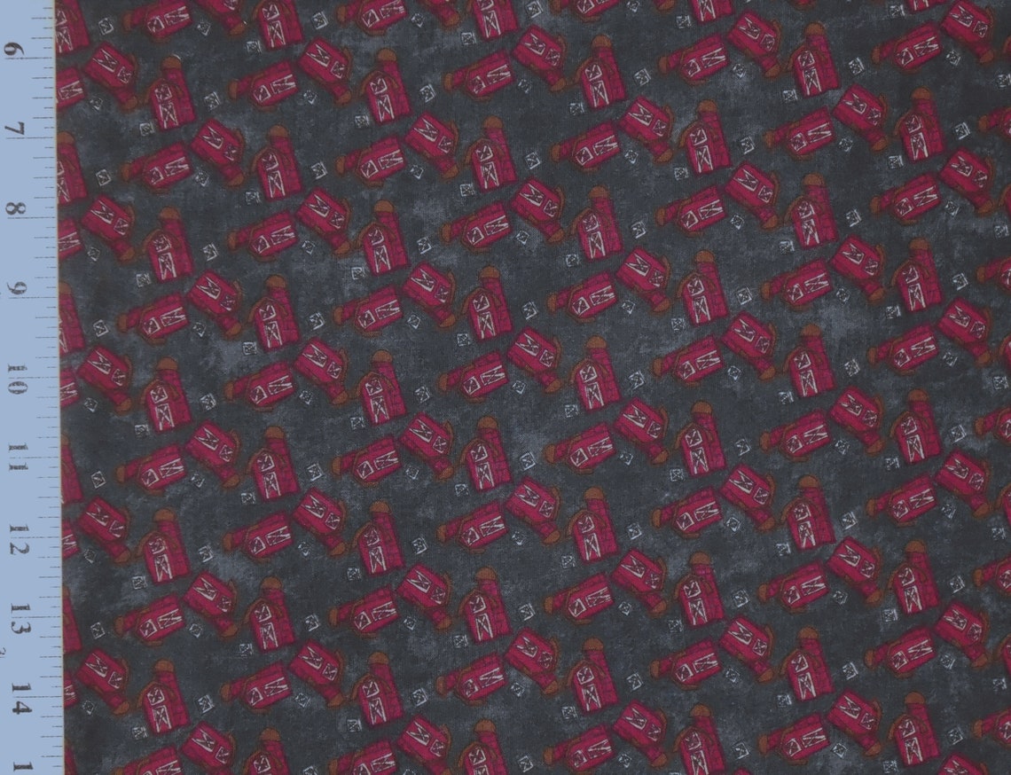 1 Fat Quarter TINY RED BARNS Sandy Gervis Moda Pieces From My Heart ...
