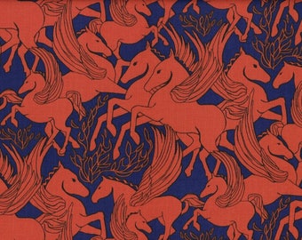 1 Yard Fibs & Fables HELIOS Pegasus Winged Horse Anna Maria Horner PWAH096 Fire Orange Blue Mythology Free Spirit Quilting Sewing Fabric