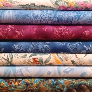 7 Fat Quarter Set Vintage WIZARD of OZ Poppies Dorothy Scarecrow Yellow Brick Road Cowardly Lion Tinman Frank Baum 2000 David Textile Fabric