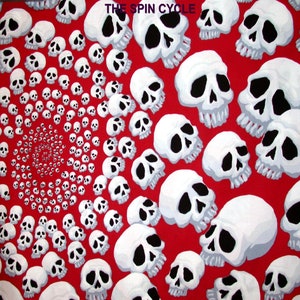 1 Yard SKULL FINITY Schädel Weiß Rot GOTH Kostüm Gothic Skelett Halloween Alexander Henry Infinity Quilten Nähen Stoff