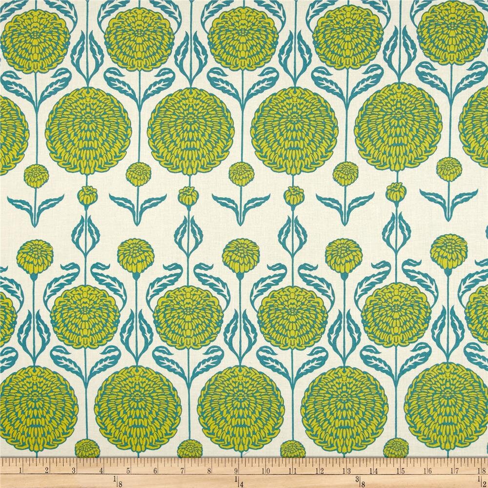 1 Yard Birch Farm CHRYSANTHEMUM JD093 Peacock Joel Dewberry Teal Modern Floral Free Spirit Quilting Sewing Fabric