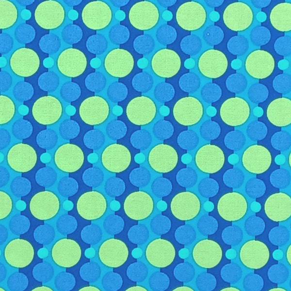 1 Yard Mod BUBBLE FUN Teal Navy Lime Graphic Circles Polka Dots Janet Orfini Lyndhurst Northcott Quilting Sewing Fabric