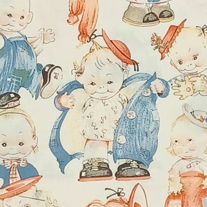 1 Fat Quarter Vintage Mabel Lucie Attwell 2001 DRESS UP CHILDREN Dusty Denim Baby Nursery Woodrow Studio London, England Quilting Sew Fabric