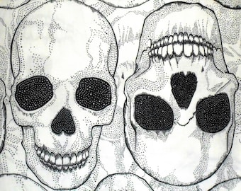 1 Fat Quarter YORICK-schedels wit GOTH-kostuum Skeleton De Leon ontwerpt Halloween Alexander Henry quilten naaien ambachtelijke stof